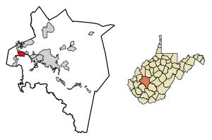 Location of St. Albans in Kanawha County, West Virginia.