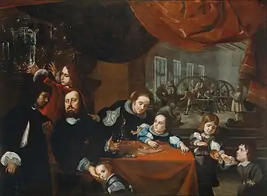 Portrait of the gem-cutter Dionysio Miseroni and his family, Karel Škréta, 1653