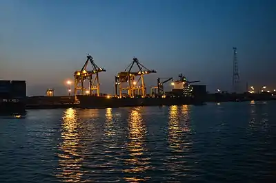 Port of Chittagong and Karnaphuli River at night