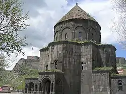 The 10th-century Armenian Church of the Holy Apostles, with the Castle of Kars in the background