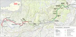 Route map of the Donauuferbahn