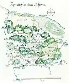 Map of the area Papenteich around the year 1600