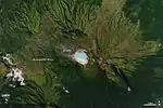 Kawah Ijen volcano and crater lake, Java, viewed from Landsat 8