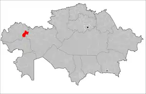 Location of Karatobe District in Kazakhstan