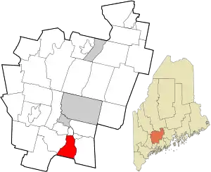 Location in Kennebec County and the state of Maine.