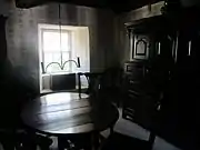 Interior of Kennixton Farmhouse showing stencilled wall decoration