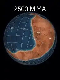 Map of Kenorland supercontinent 2.5 billion years ago