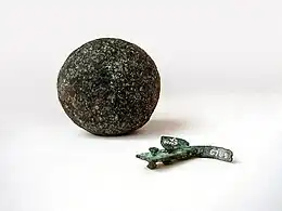 Diorite ball and copper "hook" found in the Great Pyramid of Giza