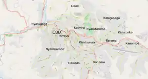 A labelled map of Kigali