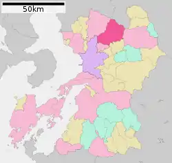 Location of Kikuchi in Kumamoto Prefecture