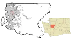 Location of Beaux Arts Village in King County and Washington state