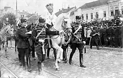 King Peter I wearing the regalia, 1904