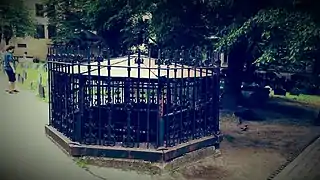 Boston Subway ventilation shaft in the Kings Chapel Burying Ground