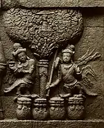 Borobudur sculpture showing kinnaras playing music