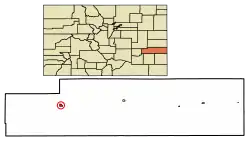 Location of the Town of Haswell in Kiowa County, Colorado.