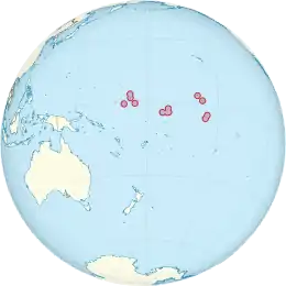 Map showing location of Kiribati in Pacific.