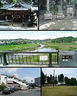 top: Suitengū Shrine, site of Taki-no-Jomiddle: Yanase Riverbottom: Kiyose Station, Owada Transmitter