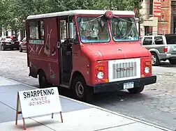 "Workshop small truck" of a mobile scissor grinding shop in New York City, 2010.