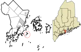 Location in Knox County and the state of Maine.