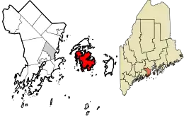 Location in Knox County and the state of Maine.