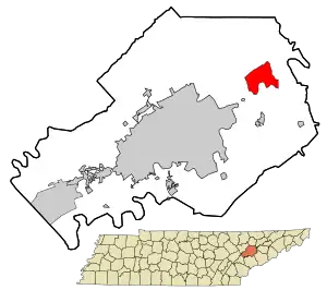 Location in Knox County and the state of Tennessee.