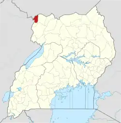 Location of Koboko District in West Nile, Northern Uganda