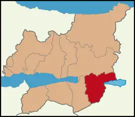 Map showing Kartepe District in Kocaeli Province