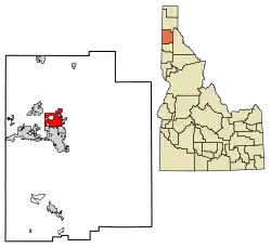 Location of Hayden in Kootenai County, Idaho.