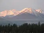 Snow-capped mountains in Kootenai National Forest.