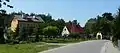 Ulica Bursztynowa, the main street of Kopalino, facing west