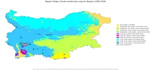  Köppen-Geiger climate types of Bulgaria