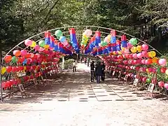 Tunnel of lanterns at Woljeongsa's entrance