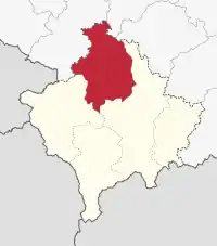 Location of Kosovska Mitrovica District (Kosovo) in Kosovo