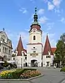 The Krems Steiner Tor. The upper part of the central tower and cupola were added in the Baroque period.