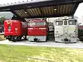 The cab end of KuHa 481 246 (left) preserved at the Kyushu Railway History Museum in Kitakyushu