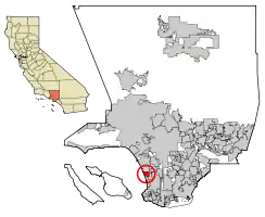 Location of Manhattan Beach in Los Angeles County, California