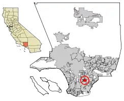 Location of Paramount in Los Angeles County, California