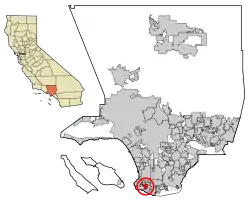 Location of Rolling Hills in Los Angeles County, California