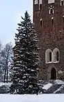 Christmas tree front of the Turku Cathedral in Turku, Finland.