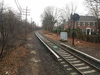 View of the tracks from the south end of the platform.