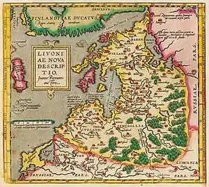 Livonia, as shown in the 1573 map of Joann Portantius