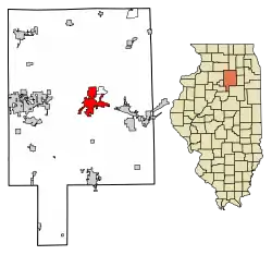 Location of Ottawa in LaSalle County, Illinois.