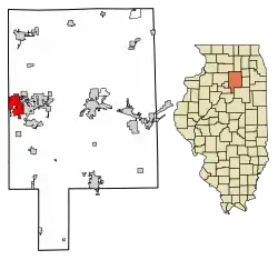 Location of Peru in LaSalle County, Illinois.