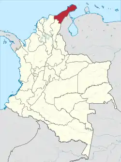 La Guajira shown in red