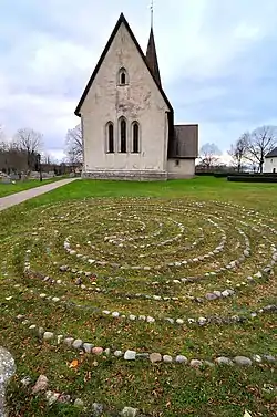 Stone labyrinth at Fröjel Church