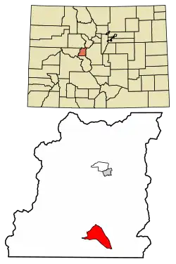 Location of the Twin Lakes CDP in Lake County, Colorado.