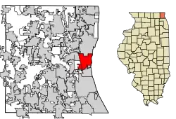 Location of North Chicago in Lake County, Illinois.