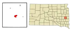 Location in Lake County and the state of South Dakota