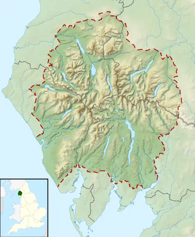 Arnison Crag is located in the Lake District