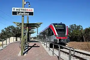 Capital MetroRail train at Lakeline station.